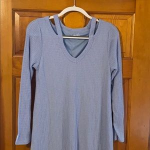 Blue long sleeve sweater dress